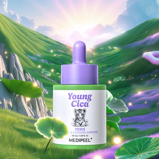 ProtoClinical k-beauty green and teal beauty product silhouette on a light background.