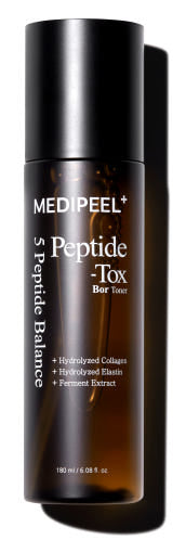 ProtoClinical k-beauty MEDIPEEL Peptide-Tox Bor Toner 180ml slim vertical brown swatch graphic with a dark center, lighter brown lower half, and cool gray side panels