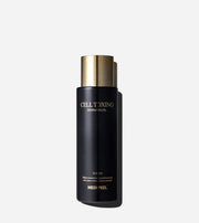 ProtoClinical k-beauty MEDIPEEL Cell Toxing Dermajours Toner 250ml as a single upright charcoal toner bottle centered on a light beige background with soft cream side panels.