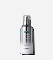 ProtoClinical k-beauty MEDIPEEL Peptide 9 Volume White Cica Essence Pro 100ml as a single upright blue-gray essence bottle centered on a white background with pale blue side accents.