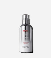 ProtoClinical k-beauty MEDIPEEL Peptide 9 Volume ALL IN ONE Essence Pro 100ml as a single upright gray essence bottle centered on a pale lavender background with soft cream side panels.