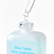 ProtoClinical k-beauty [By Wishtrend] Blue Oasis Aloe Hydrating Serum 30ml single aqua serum bottle centered on a pale background
