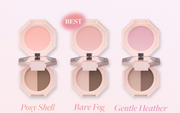 ProtoClinical k-beauty soft peach beauty collage with repeated vertical panels on a light background.