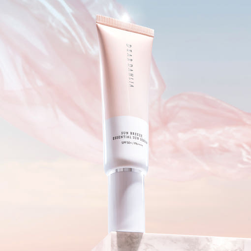 ProtoClinical k-beauty muted pink and pale blue beauty graphic on a light background.