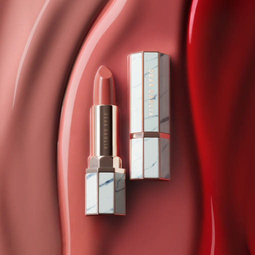 ProtoClinical k-beauty [DEAR DAHLIA] Lip Paradise Sheer Dew Lipstick 3.4g warm rose lipstick collage with a soft beige center and darker side panels