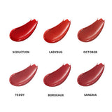 ProtoClinical k-beauty [DEAR DAHLIA] Paradise Dream Velvet Lip Mousse 6.5ml beige lip mousse collage with multiple soft peach panels on a white background
