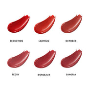 ProtoClinical k-beauty [DEAR DAHLIA] Paradise Dream Velvet Lip Mousse 6.5ml beige lip mousse collage with multiple soft peach panels on a white background
