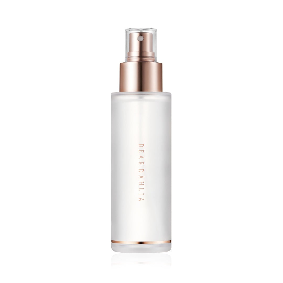 ProtoClinical k-beauty [DEAR DAHLIA] Endless Skin Setting Spray 30ml slim pale beige skincare bottle standing upright on a white background