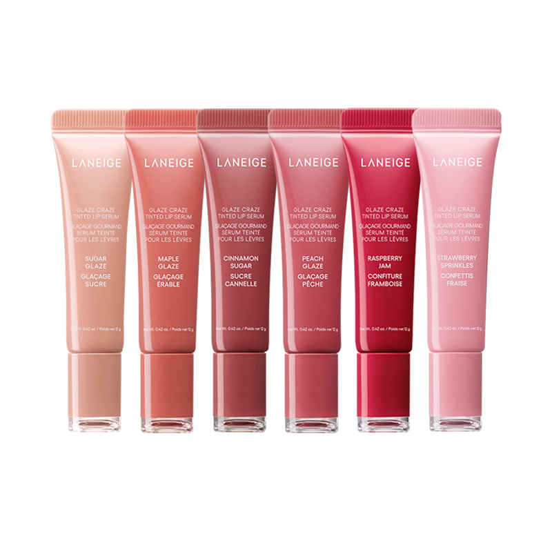 ProtoClinical k-beauty LANEIGE Glaze Craze Tinted Lip Serum 12g single lip serum item centered in a square layout on a transparent background