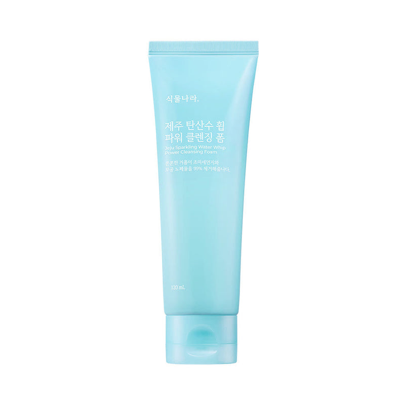 ProtoClinical k-beauty Shingmulnara Jeju Sparkling Water Whip Power Cleansing Foam 120ml single upright light blue cleansing foam tube on a light background.