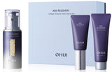 ProtoClinical k-beauty wide cosmetic banner graphic with deep mauve sides and a pale blue center.
