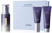 ProtoClinical k-beauty wide cosmetic banner graphic with deep mauve sides and a pale blue center.