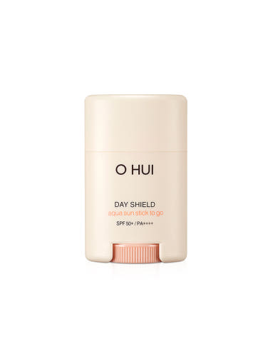 ProtoClinical k-beauty centered beige beauty product with pale blue side accents on a white background.