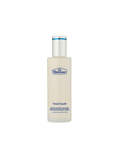 ProtoClinical k-beauty Dr.Belmeur Total Youth Biome Intense Emulsion 145ml single upright beige emulsion bottle centered on a white background with soft cream accents