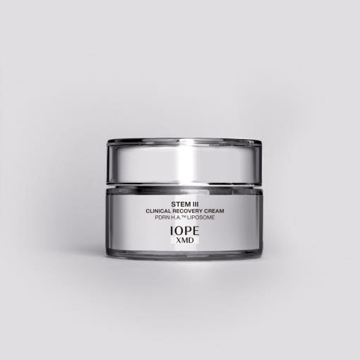 ProtoClinical k-beauty IOPE XMD STEM III Clinical Recovery Cream 50ml gray cream packaging with a darker base on a light background