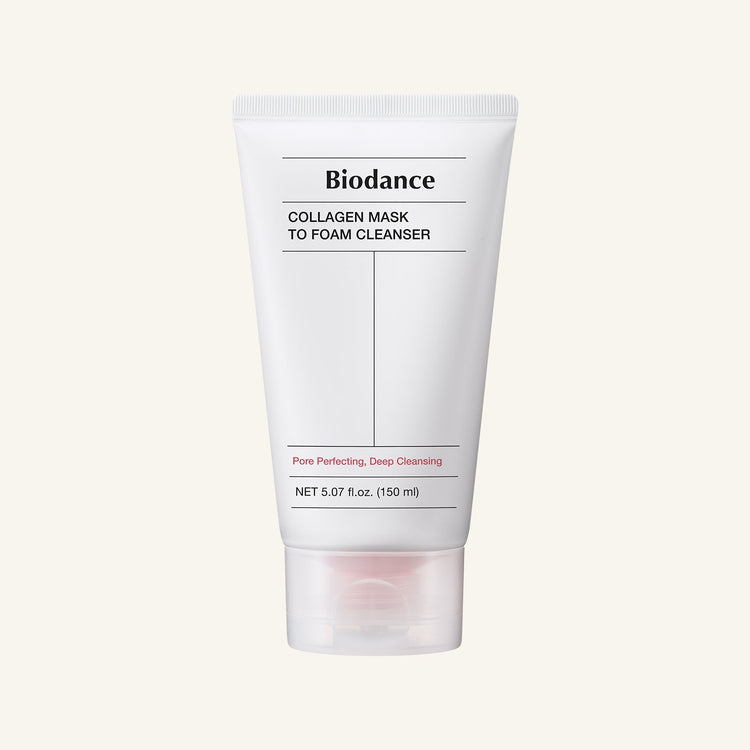 ProtoClinical k-beauty BIODANCE: Collagen Mask To Foam Cleanser (150ml) single cleansing foam tube shown upright and centered on a light background