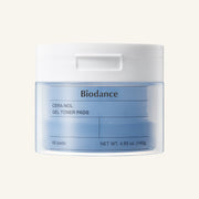 ProtoClinical k-beauty BIODANCE: Cera-nol Gel Toner Pads 140g/ (60Units) single toner pad container shown upright and centered on a light background