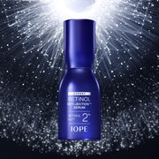 ProtoClinical k-beauty IOPE RETINOL RETI-JECTION SERUM 30ml in deep blue serum packaging with a white top on a light background