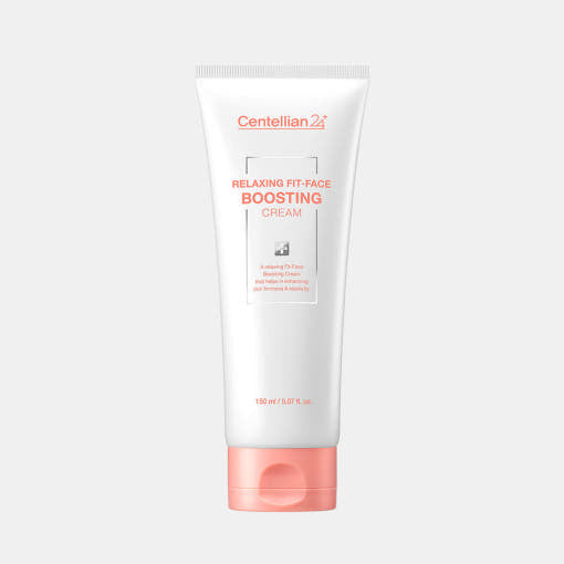 ProtoClinical k-beauty CENTELLIAN24 Relaxing Fit Face Boosting Cream 150ml in a pale pink squeeze tube with a matching flip cap, upright centered packshot, and soft light background