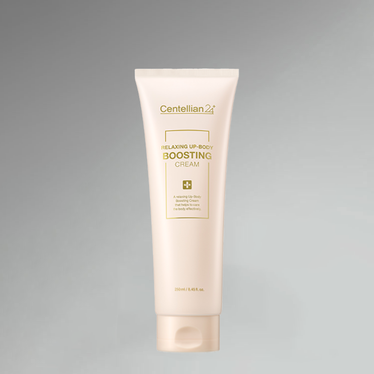 ProtoClinical k-beauty beauty product packaging with a centered beige bottle-shaped silhouette on a cool gray background.