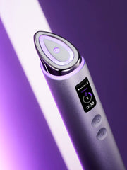 ProtoClinical k-beauty lavender beauty product packaging on a dark purple background.