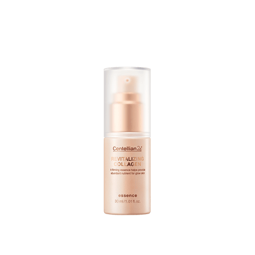 ProtoClinical k-beauty CENTELLIAN24 Revitalizing Collagen Essence 30ml single upright blue essence bottle with a slim cylindrical shape