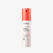 ProtoClinical k-beauty CENTELLIAN24 Madeca Derma Shield Safe Sun Essence 40ml with a warm brown vertical silhouette and pale blue side accents on a light background