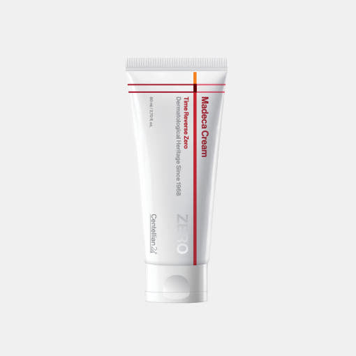 ProtoClinical k-beauty CENTELLIAN24 Madeca Cream Time Reverse Zero 80ml in a white squeeze tube with a white flip cap, red vertical label stripe, and centered studio packshot on a clean white background