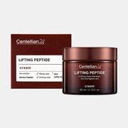 ProtoClinical k-beauty CENTELLIAN24 Lifting Peptide Cream 65ml two dark mauve cream packages side by side on a light background with pale pink and blue side tones