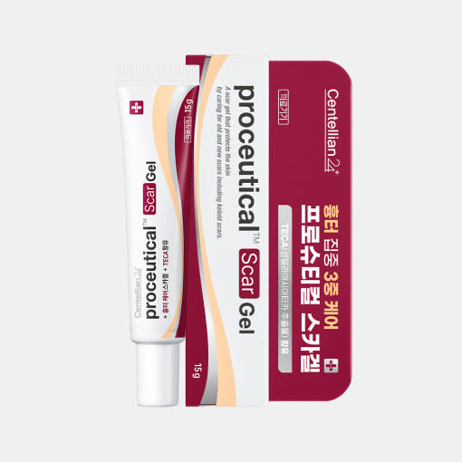 ProtoClinical k-beauty CENTELLIAN24 Proceutical Scar Gel 15g single rose pink scar gel tube centered on a pale background