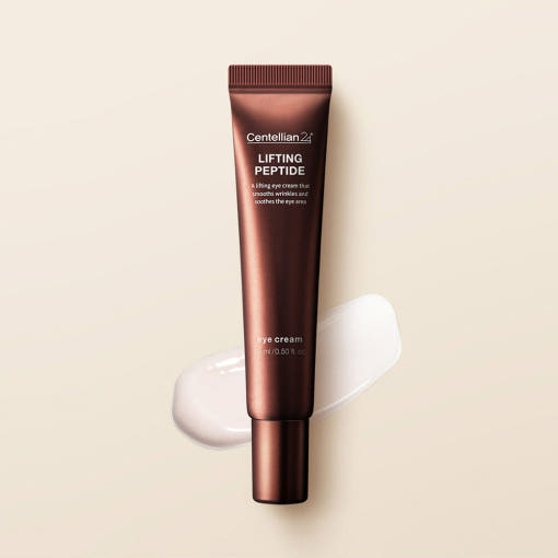 ProtoClinical k-beauty CENTELLIAN24 Lifting Peptide Eye Cream 15ml single dark mauve eye cream package centered on a pale background