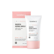 ProtoClinical k-beauty CENTELLIAN24 Madeca Derma Shield Safe Tone Up Sun Cream SPF50+ PA++++ 50ml single upright pale pink package centered on a light background with soft mint side accents