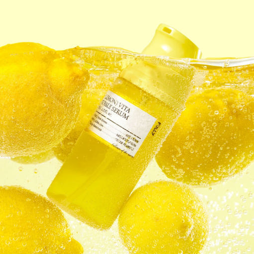 ProtoClinical k-beauty FULLY LEMON VITA BUBBLE SERUM 95ml two upright yellow serum package forms side by side on a bright yellow background