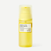 ProtoClinical k-beauty FULLY LEMON VITA BUBBLE SERUM 95ml single upright yellow serum bottle centered on a pale blue and white background