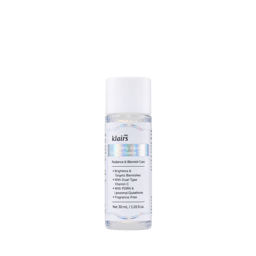 ProtoClinical k-beauty KLAIRS Freshly Juiced Vitamin Essence Toner 30ml single upright toner bottle packshot centered on a light background.