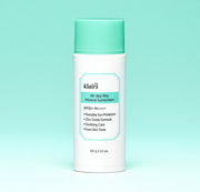 ProtoClinical k-beauty KLAIRS All-day Airy Mineral Sunscreen SPF50+ PA++++ 60g single mint-green sunscreen tube centered vertically on a pale aqua and white background.