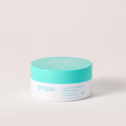 ProtoClinical k-beauty [THANK YOU FARMER] Grape Aqua Hyaluron Biome Jelly Eye Patch 84g/60ea eye patch jar packshot in purple grape-toned packaging on a light background