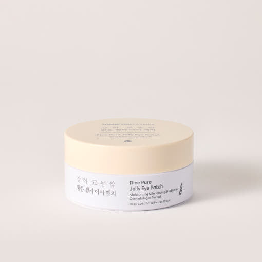 ProtoClinical k-beauty [THANK YOU FARMER] Rice Pure Jelly Eye Patch 84g/60ea eye patch jar packshot in pale rice-toned packaging on a light background