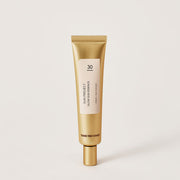 ProtoClinical k-beauty warm beige beauty product silhouette with pale blue side accents on a light background.