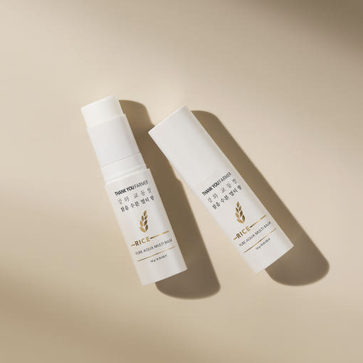 ProtoClinical k-beauty [THANK YOU FARMER] Rice Pure Aqua Multi Balm 10g shown as a single centered upright product package in a square packshot on a light background.