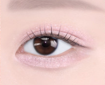 ProtoClinical k-beauty [NATURE REPUBLIC] DAILY BASIC BLOOM SINGLE SHADOW 1.1 ~ 1.5g (10color) abstract beauty graphic with a muted violet center and warm beige edges on a light peach background.