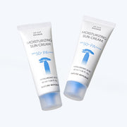 ProtoClinical k-beauty [NATURE REPUBLIC] UV CUT BAOBAB Moisturizing Sun Cream SPF50+ PA++++ 40ml+40ml two upright light gray sun cream packages on a light background.