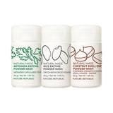 ProtoClinical k-beauty [NATURE REPUBLIC] Natural Made Enzyme Powder Wash 45g (3types) abstract beauty graphic with two soft taupe square forms on a pale cream background.