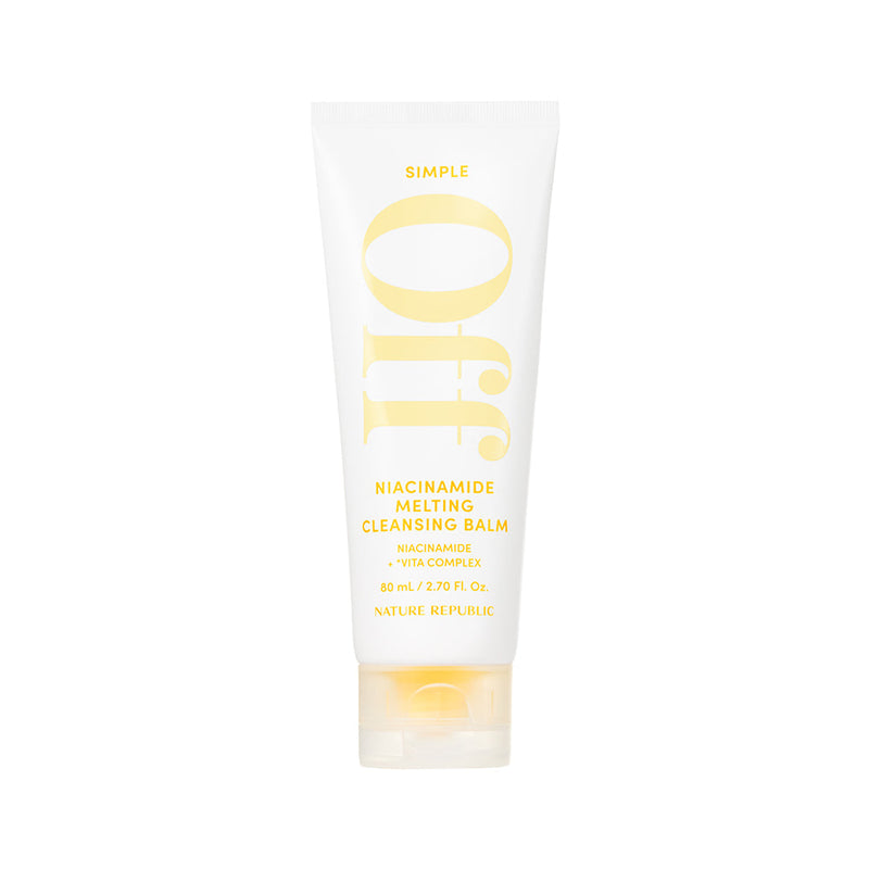 ProtoClinical k-beauty [NATURE REPUBLIC] Simple Off Niacinamide Melting Cleansing Balm 80ml two warm beige cleansing balm packages side by side on a light background