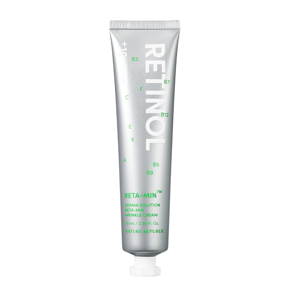 ProtoClinical k-beauty [NATURE REPUBLIC] Derma Solution RETA-MIN Wrinkle Cream 70ml single tall pale gray vertical silhouette on a bright white background.