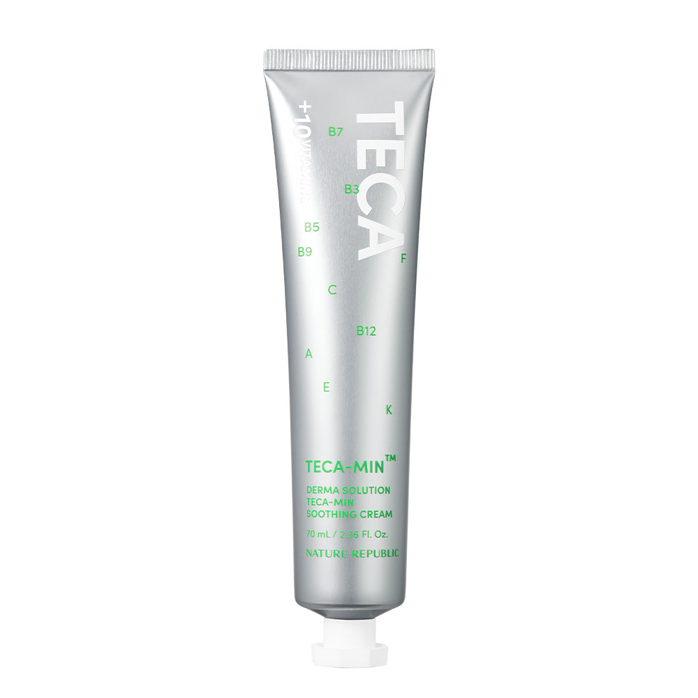 ProtoClinical k-beauty [NATURE REPUBLIC] Derma Solution TECA-MIN Soothing Cream 70ml single centered tall pale gray silhouette on a bright white background