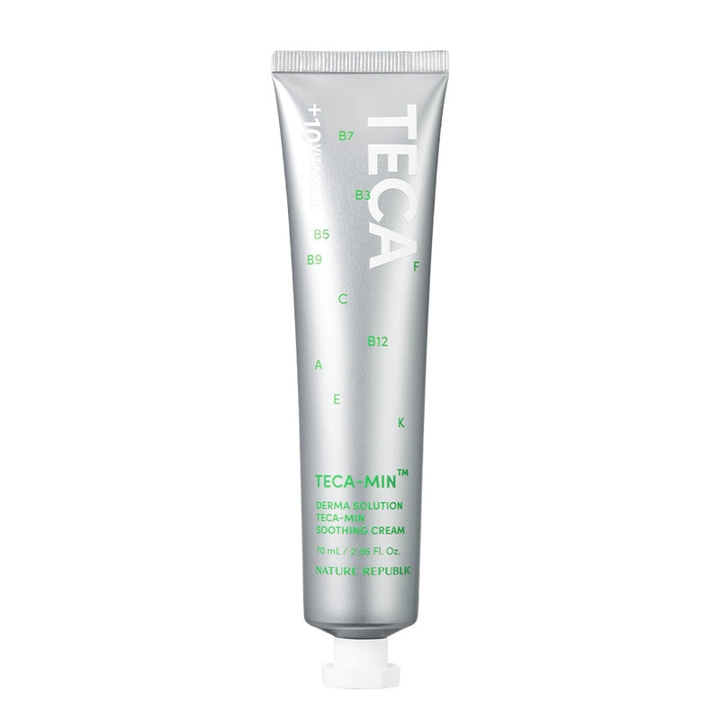 ProtoClinical k-beauty [NATURE REPUBLIC] Derma Solution TECA-MIN Soothing Cream 70ml single centered tall pale gray silhouette on a bright white background
