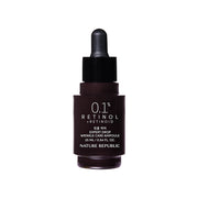 ProtoClinical k-beauty [NATURE REPUBLIC] Expert Drop Wrinkle Care Ampoule 25ml abstract beauty graphic with a soft white ribbon shape, gray-beige edges, and pale lilac accents on a light background.