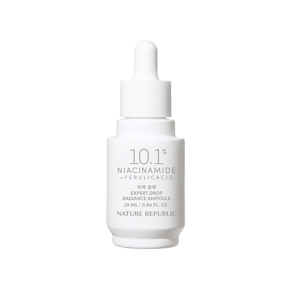 ProtoClinical k-beauty [NATURE REPUBLIC] Expert Drop Radiance Ampoule 25ml single upright ampoule bottle centered on a light background with pale lavender side accents