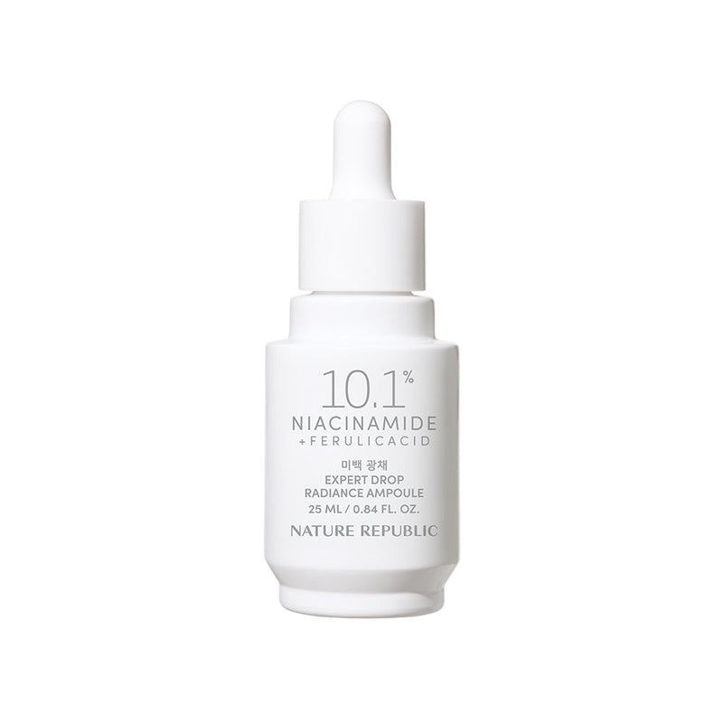 ProtoClinical k-beauty [NATURE REPUBLIC] Expert Drop Radiance Ampoule 25ml single upright ampoule bottle centered on a light background with pale lavender side accents